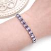 Uloveido Platinum Plated Rectangular Tennis Bracelet Purple and White Cubic Zirconia Bolo Bracelet for Women YA4537 (Silver Color-Purple-6.5 inch) view 2