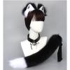 Black and White Fox Ears Tail Bell Collar Set Wolf Cat Soft Fluffy Animal Halloween Role Play Party Props Dress Up view 2