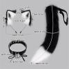 Black and White Fox Ears Tail Bell Collar Set Wolf Cat Soft Fluffy Animal Halloween Role Play Party Props Dress Up view 3