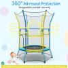 Goplus Kids Trampoline for Toddlers, ASTM Approved Mini Trampoline w/Heightened Safety Enclosure Net, Foam Handles, Seamless Design, Indoor Outdoor Recreational Trampoline for Boys Girls (Yellow+Blue) view 3
