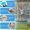 Goplus Kids Trampoline for Toddlers, ASTM Approved Mini Trampoline w/Heightened Safety Enclosure Net, Foam Handles, Seamless Design, Indoor Outdoor Recreational Trampoline for Boys Girls (Yellow+Blue) view 4