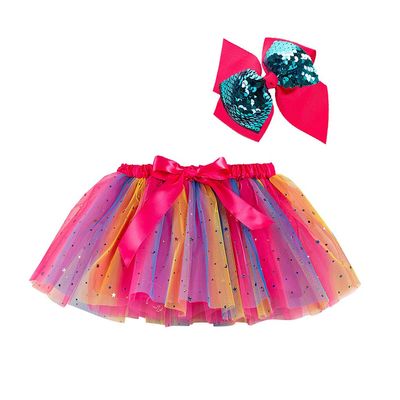 Baby Girls Tutu Skirt Toddler Ruffle Tulle Skirts Kids Girls Tutu Dresses Toddler Rainbow Flower (Hot Pink, 2-4 Years)