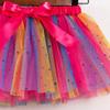 Baby Girls Tutu Skirt Toddler Ruffle Tulle Skirts Kids Girls Tutu Dresses Toddler Rainbow Flower (Hot Pink, 2-4 Years) view 4