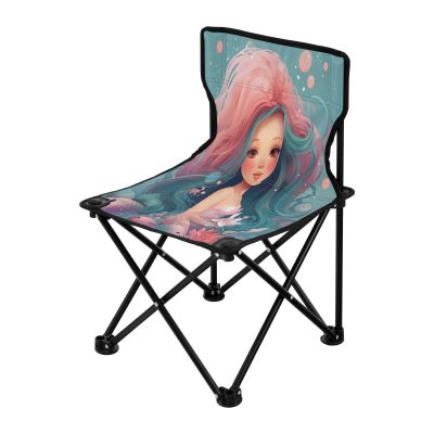 Jihqo Pink Mermaid Girl Camping Chair Lightweight Portable Folding Chair Beach Chair with Carry Bag for Outdoor Adventures Patio and Picnics