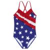 Girls' Swimwear One Piece Swimsuits Ruffle Kids Bathing Suits for Girls American Flag 4-5T view 2