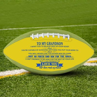 Moactiv to My Grandson Custom Personalized Football,Outdoor Football with Pump and Carry Bag, The Best Gift for Your Grandchild's Anniversary Birthday Graduation