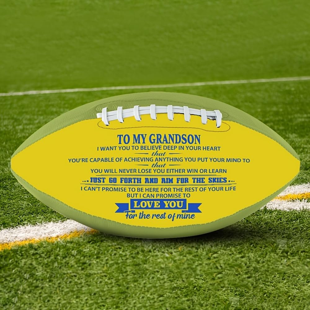 Moactiv to My Grandson Custom Personalized Football,Outdoor Football with Pump and Carry Bag, The Best Gift for Your Grandchild's Anniversary Birthday Graduation
