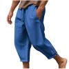 NineFit Basics Last Minute Deals Men's Linen Harem Capri Pants Lightweight Baggy Crop Pants Loose Drawstring Elastic Waist Casual Beach Yoga Trousers Mens Pants Joggers Blue, 4X-Large view 1