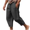 NineFit Basics Best Valentines Deals Men's Linen Harem Capri Pants Lightweight Baggy Crop Pants Loose Drawstring Elastic Waist Casual Beach Yoga Trousers Mens Pants Beach Black, 3X-Large view 1