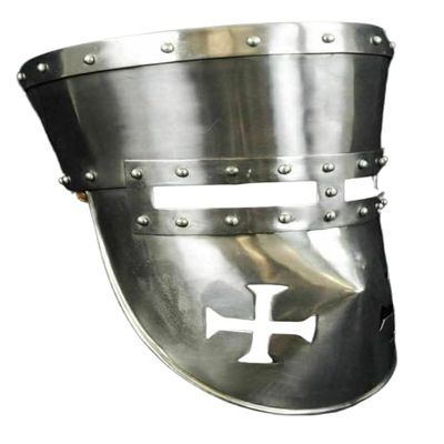 18G Medieval SCA LARP Great Helmet Knight Templar Crusader Helmet TR44