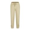 Men's Linen Harem Capri Pants Lightweight Baggy Crop Pants Loose Drawstring Elastic Waist Casual Beach Yoga Trousers Mens Joggers Khaki view 2
