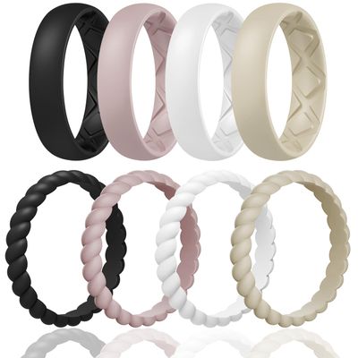 Egnaro Women's Stackable Silicone Rings, 2.5/5.5mm Wide 1.8/2mm Thick Bands