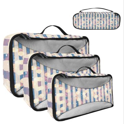 4 Set Packing Cubes for Suitcases Travel Essential Luggage Organizer Carry on Suitcases Dreamy Aperture Snowflake Lines Texture Blue Travel Bags Travel Accessories in 4 Sizes(XL, L, M, S)