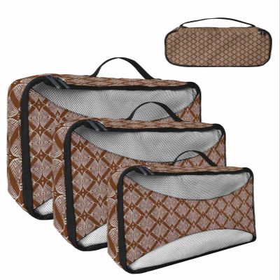 4 Set Packing Cubes for Suitcases Travel Essential Luggage Organizer Carry on Suitcases Abstract Mural Simple Geometic Pattern Brown Travel Bags Travel Accessories in 4 Sizes(XL, L, M, S)
