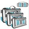 4 Set Packing Cubes for Suitcases Travel Essential Luggage Organizer Carry on Suitcases Grey Blue Stripes Travel Bags Travel Accessories in 4 Sizes(XL, L, M, S) view 1