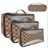 4 Set Packing Cubes for Suitcases Travel Essential Luggage Organizer Carry on Suitcases Abstract Mural Simple Geometic Floral Brown Travel Bags Travel Accessories in 4 Sizes(XL, L, M, S) view 1