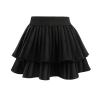 Comfyouth Girls Tennis Skirt with Shorts Double Layer Pleated Skirt with 2 Pockets High Waisted Athletic Skort Kids Cute Cheer Skirts for Golf Running Sports Black view 1