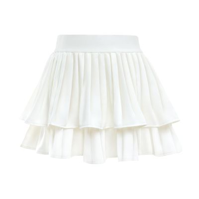 Comfyouth Girls Tennis Skirt with Shorts Pleated Athletic Skort with Pockets High Waisted Kids Cheerleading Skirt White