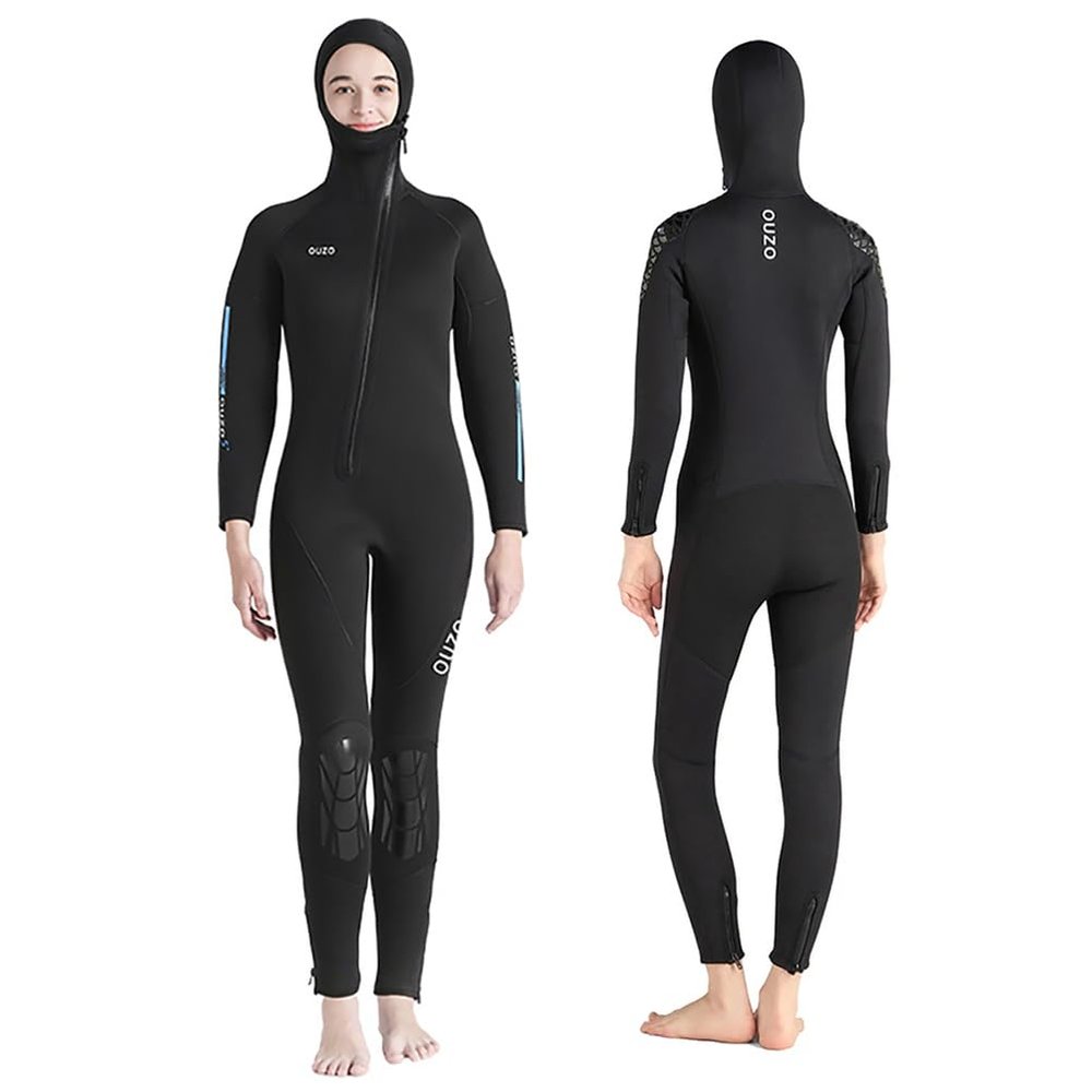 WYYHAA 5Mm Neoprene Wetsuit for Women Men, Front Zip Full Body Diving Suit with Cap Hooded for Spearfishing, Snorkeling, Surfing, Canoeing, Scuba,Women,3XL
