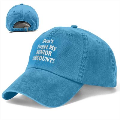 Don't Get My Senior Discount Hat for Mens Womens Outdoor Sport Washed Cotton Denim Trucker Hats Adjustable Blue