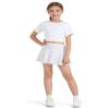 BOOPH 2 Pack Little Girls Athletic Uniform Skorts French Tennis Golf Skirts with Shorts for Toddler Black/White 6-7 Years view 2