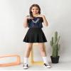 BOOPH 2 Pack Little Girls Athletic Uniform Skorts French Tennis Golf Skirts with Shorts for Toddler Black/Navy 5-6 Years view 3