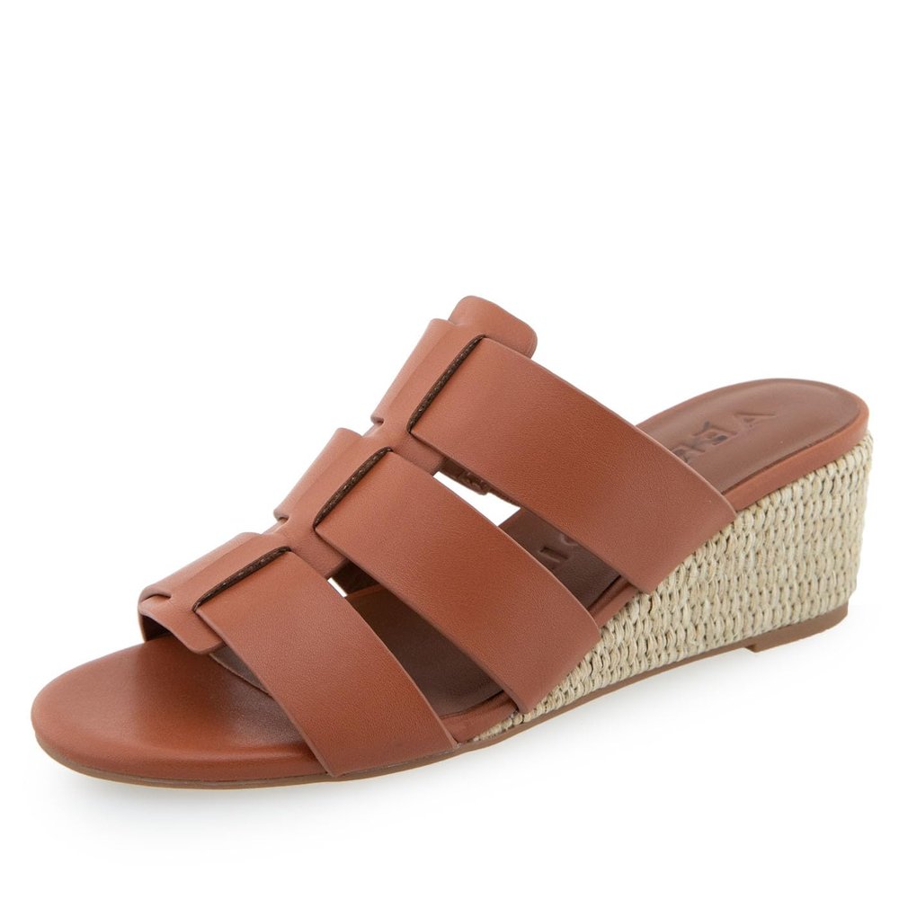 Aerosoles Women's WILMA Wedge Heel Slide Sandal, Ginger Bread PU, 9.5W