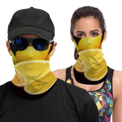 SmtSec Neck Gaiter Face Mask with Ear Loops Fruit Lemon Windproof Bandana Versatile Head Wrap Quick Dry Headband for Men Women