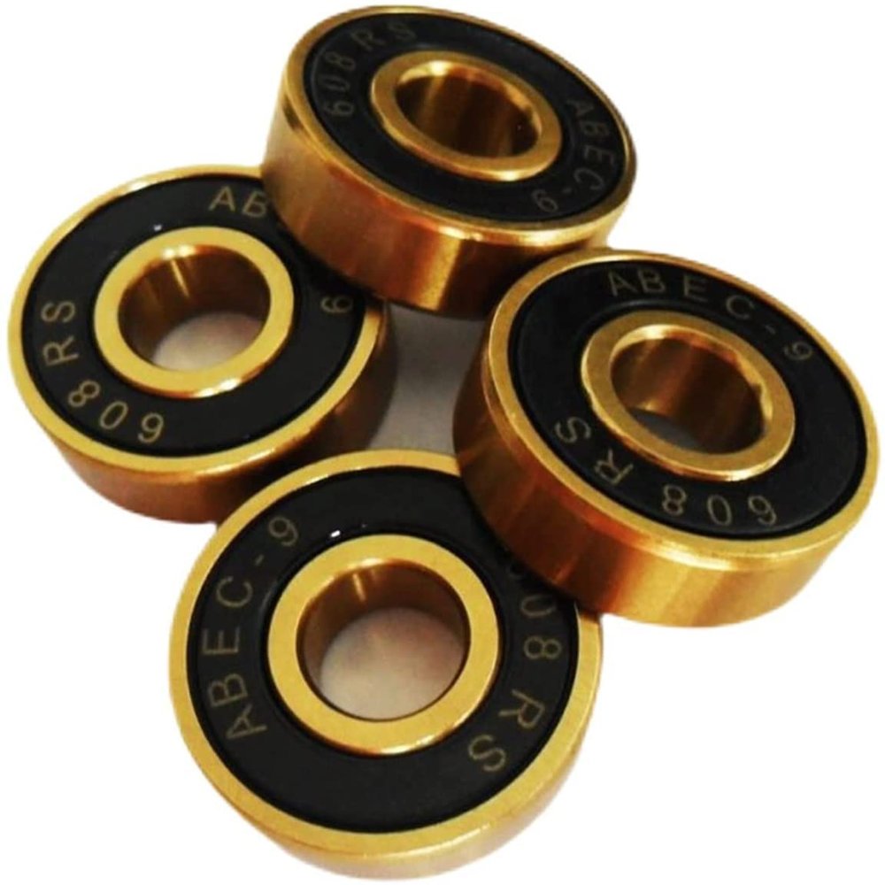 MESKEL 10PC 608 2RS Gold Ring Longboard Skateboard Inline Skate Bearings 8x22x7mm