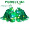Aukmla Women Green St. Patrick's Day Cape Short Light Up Shamrocks Velvet Cloak LED Costume Rave Party Outfit Shawls Wraps view 3