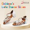 SWDZM Girls Latin Dance Shoes Low Heels Ballroom Salsa Tango Professional Dance Shoes,White,Heel 1 3/8 inch,Suede Sole,13.5 US Little Kid view 2