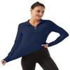 FKEEP Women's Polo Shirts Long Sleeve UPF 50+ Sun Protection Tennis Golf Workout Tops Sport Zipper V Neck (Navy Blue, L) view 2