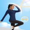 FKEEP Women's Polo Shirts Long Sleeve UPF 50+ Sun Protection Tennis Golf Workout Tops Sport Zipper V Neck (Navy Blue, L) view 3