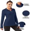 FKEEP Women's Polo Shirts Long Sleeve UPF 50+ Sun Protection Tennis Golf Workout Tops Sport Zipper V Neck (Navy Blue, L) view 4