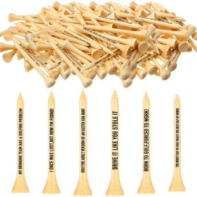 Hollowfly 50 Pack Wood Golf Tees Bulk for Men Valentine's Day Gifts 2-3/4 Inch Wooden Golf Tees Funny Birthday Gag Gifts for Men Grandpa Husband Lovers, 10 Style