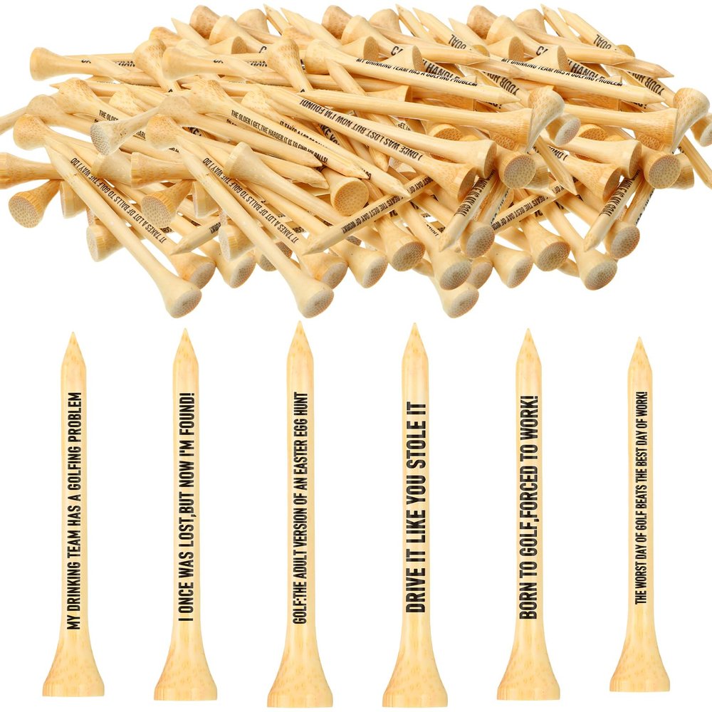 Hollowfly 50 Pack Wood Golf Tees Bulk for Men Valentine's Day Gifts 2-3/4 Inch Wooden Golf Tees Funny Birthday Gag Gifts for Men Grandpa Husband Lovers, 10 Style