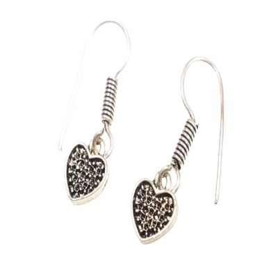 Handcrafted Women's Dangle Drop Earring Marcasite Heart Designer Minimalist Silver Plated Earring For Special Occasion Wear
