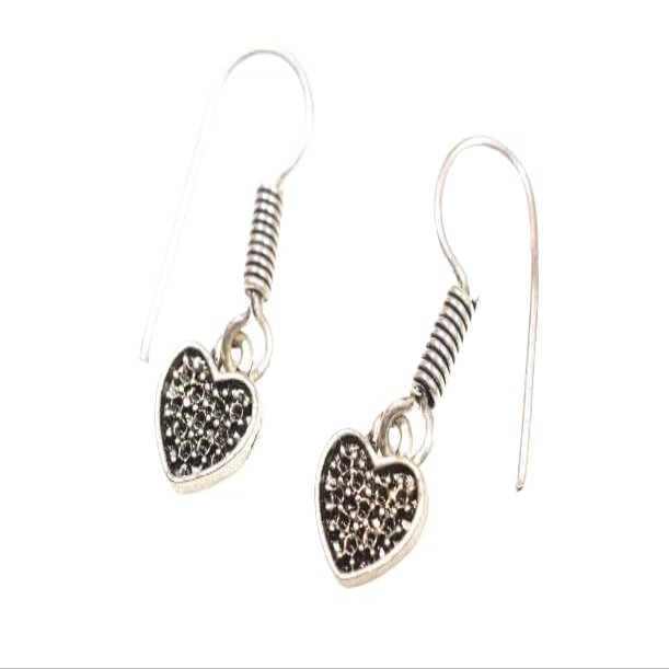 Handcrafted Women's Dangle Drop Earring Marcasite Heart Designer Minimalist Silver Plated Earring For Special Occasion Wear