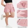 BOOPH Girls Hiking Cargo Shorts Kids Lightweight Shorts with Pockets Athletic Summer Casual Uniform Shorts for Bike Golf Fishing Pink 7-8Y view 4