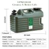 5 Gallon Water Jug and 2.6Gal Collapsible Water Bag Set of 2,Thickened Water Storage Overlanding Gear Containers, Camping Essential Leak-Proof Green Portable Water Tank,BPA Free Outdoors Hiking view 3