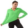 FKEEP Women's Polo Shirts Long Sleeve UPF 50+ Sun Protection Tennis Golf Workout Tops Sport Zipper V Neck (Lime Green, XS) view 2