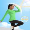 FKEEP Women's Polo Shirts Long Sleeve UPF 50+ Sun Protection Tennis Golf Workout Tops Sport Zipper V Neck (Lime Green, XS) view 3