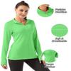 FKEEP Women's Polo Shirts Long Sleeve UPF 50+ Sun Protection Tennis Golf Workout Tops Sport Zipper V Neck (Lime Green, XS) view 4