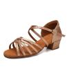 SWDZM Girls Latin Dance Shoes Low Heels Ballroom Salsa Tango Professional Dance Shoes,Champagne,Heel 1 3/8 inch,Suede Sole,11 US Little Kid view 1