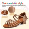 SWDZM Girls Latin Dance Shoes Low Heels Ballroom Salsa Tango Professional Dance Shoes,Champagne,Heel 1 3/8 inch,Suede Sole,11 US Little Kid view 3