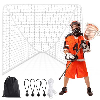 Lacrosse Net Replacement Lacrosse Goal Net Fit 6' x 6' x 6' and 6' x 6' x 7' Goal Heavy Duty Lacrosse Net Backstop Lacrosse Mesh for Backyard Lacrosse Practice Competition with Bag(White Net,3mm)