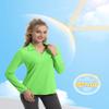 FKEEP Women's Tennis Golf Shirt Long Sleeved Top Sport Activewear V-Neck Workout Athletic (Lime Green, M) view 3