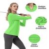 FKEEP Women's Tennis Golf Shirt Long Sleeved Top Sport Activewear V-Neck Workout Athletic (Lime Green, M) view 4