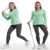 FKEEP Women's Tennis Golf Shirt Long Sleeved Top Sport Activewear V-Neck Workout Athletic (Mint Green, XL) view 2