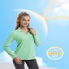 FKEEP Women's Tennis Golf Shirt Long Sleeved Top Sport Activewear V-Neck Workout Athletic (Mint Green, XL) view 3